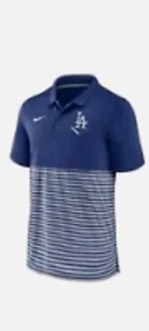 NWT Los Angeles Dodgers Striped Nike Dri Fit Polo Shirt Size Mens Medium  - Picture 1 of 1