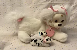 Vintage 1991 Hasbro Puppy Surprise Mom Dog & Two Babies Plush Original Collar - Picture 1 of 10