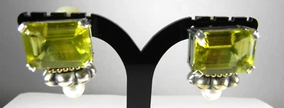 Lagos Caviar 18K Gold w/ Sterling Silver Peridot Glacier 27 gr Clip on Earrings - Image 1 of 4