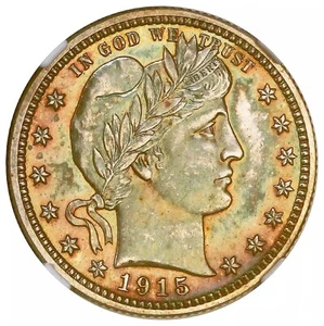 1915 NGC PR64 CAC 450 Minted = 2nd Lowest 1859-NOW $1,453 PCGS PG Barber Quarter - Picture 1 of 6