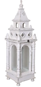Antique Candle Holder Shabby Lantern White Garden Lantern Candelabrum 110Cm - Picture 1 of 5
