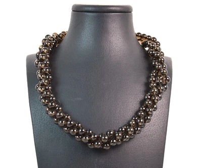 Collana Torchon in Quarzo Fumè e chiusura Argento 925 e Zirconi. Made in Italy - Immagine 1 di 3