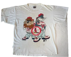 Vintage Looney Tunes St Louis Cardinals 1993 Bugs Bunny Taz T Shirt Sz XL Read - Picture 1 of 11