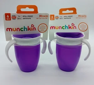 2 Pack - Munchkin Miracle 360 Trainer Cup - 7oz/207m - 6M+ - Purple - NEW - Picture 1 of 4