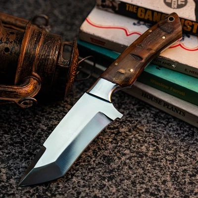 Cuchillo Damasco/Acero 9.4" Listo para Regalo Full Tang Hunt it Hunt + Funda de Cuero Foto 1 de 4