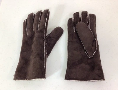 Guantes de conducción de gamuza sintética marrón forrados Sherpa para mujer medianos Foto 1 de 4