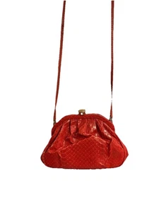 Bergdorf Goodman Umhängetasche Clutch rot Schlangenleder Made in Italy - Bild 1 von 10