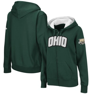 Women's Stadium Athletic Green Ohio Bobcats Arched Name Full-Zip Hoodie - Image 1 of 4