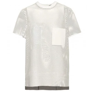Top PROENZA SCHOULER bianco pelle traforata manica corta vestibilità ampia 4 - Foto 1 di 4