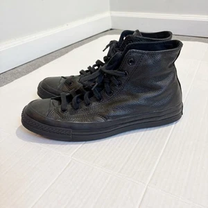 Converse Chuck 70 Tonal Leather Hi Top Sneakers Size 10.5 Black Leather A00732C - Picture 1 of 13