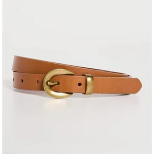 NUEVO CON ETIQUETAS MADEWELL Cinturón de Cuero Ajustado con Hebilla Gruesa Marrón Dorado XS - Imagen 1 de 6