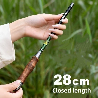 Mini caña de pescar giratoria telescópica de fibra de carbono de 1,2 M-2,7 M Foto 1 de 4