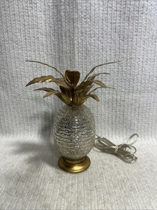 Pottery Barn Lit Pineapple Glass Tropical Summer Table Light Lamp Liza Accent - Picture 1 of 12
