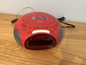 Sony Dream Machine PSYC ICF-CD831 Radio/CD Player/Alarm Clock Red Tested & Works - Picture 1 of 7