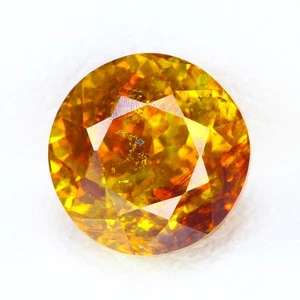 3.07 Ct Very good Perfect Round 7.7 MM 100% Natural Orange Red Spain Sphalerite - Picture 1 of 8