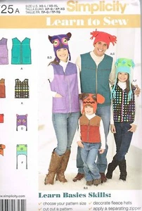 Simplicity Sewing Pattern #1725 Family Vests & Fleece Hats Animal Face/Ears Hat - Picture 1 of 2
