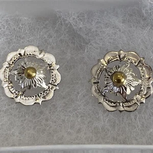 Signed Wilfred Chee ? Navajo Delicate & Diminutive Sterling Silver Post Earrings - Picture 1 of 4