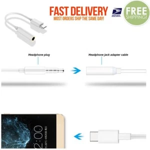 USB C Adapter Typ C auf 3,5mm AUX Audio Klinke Ohrhörer Kopfhörer Kabel USB NEU - Bild 1 von 7