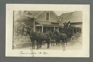 PANINO NUOVO HAMPSHIRE RPPC 1910 DILIGENZA Main Street UFFICIO POSTALE senza prezzo di riserva Woodstock - Foto 1 di 3