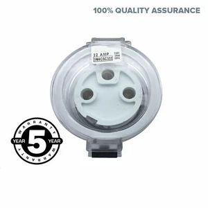 3 pin round EXTENSION 240V 32A Amp socket IP66 Weatherproof Plug Single Phase - Picture 1 of 7