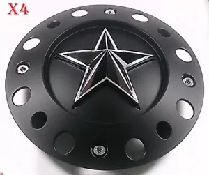 4 New Long Post 1000775B KMC XD Rockstar 775 Center Caps Black Wheel Rim - Picture 1 of 5