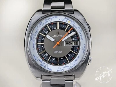1970 Bulova Accutron трубки 666 футов мира время тюнинг вилка дайв-часы с коробкой - Изображение 1 из 4