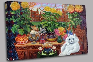 Louis Wain Botanist Cat Canvas Wall Art Ready To Hang - Picture 1 of 4