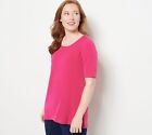 Susan Graver Petite Essentials Liquid Knit Hi-Low Tunic Women's Top PS Red