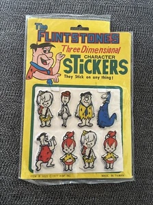 Vintage 1977 Hanna-Barbera Flintstones 3-D Puffy Sticker Set di 12 Sigillati MOC - Foto 1 di 7