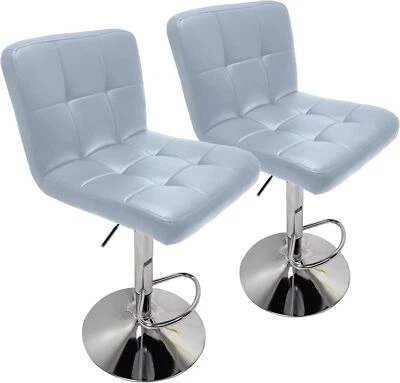 Set of 2 Adjustable Swivel Bar Stools - Modern PU Leather Dining Chairs - Image 1 of 4