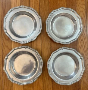 Set of 4 York Metalcrafters Queen Anne 8 1/2" Wide Rim Soup Salad Bowls NICE! - Picture 1 of 7