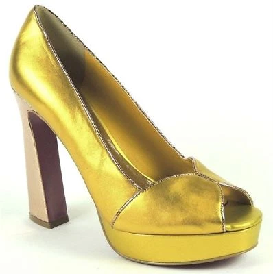 Paris Hilton Women's Adele Platform Pumps Gold Matte Leather Size 7 M - Image 1 of 4