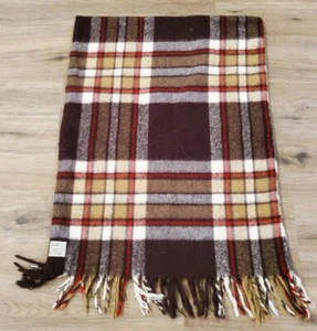 Vintage Faribo Minnesota Wool Fringe 1 Pillowcase Brown Tan Cream 21x28 Bedding - Picture 1 of 3