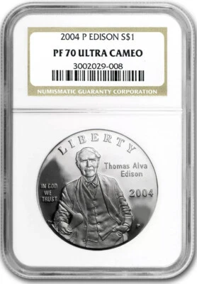 2004 THOMAS EDISON Silver $1 NGC PF70💥FLAWLESS QUALITY💥 - Image 1 of 4