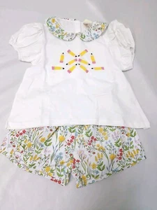 Little Bear Smocks Girls Pencil Bow Short Set Size 6 - Picture 1 of 8