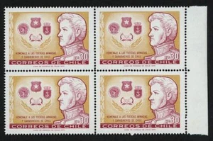 Chile Stamp Tribute to Chilean Army and Carabineros Military Block of 4 MNH - Picture 1 of 1