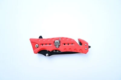 Red Tiger-USA spring assisted lockblade knife w/ skull emblem.  - Image 1 of 3