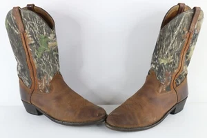 Vintage Laredo Mens 13 D Distressed Leather Camouflage Pull On Cowboy Boots - Picture 1 of 14