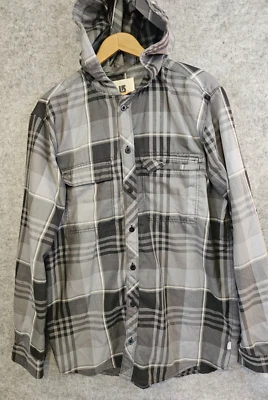 BURTON Dry Ride Men's M Shirt Shacket Hooded Gray Plaid Button Up Ski Gorpcore - Image 1 of 4