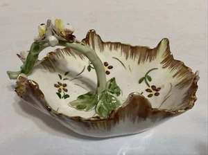 Vintage Hand Painted Ceramic Candy Dish-Tuscany, Italy Ornate Flowers W/Gold - Bild 1 von 12
