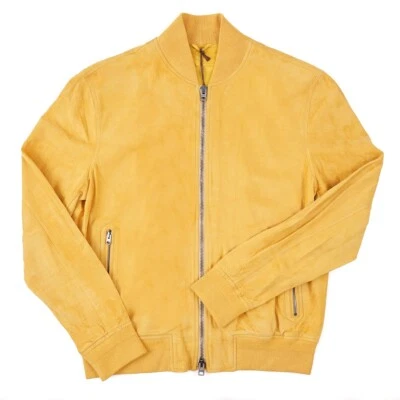 Chaqueta de cuero de gamuza suave amarilla dorada Manto S/S 2025 M (UE 50) NUEVA CON ETIQUETAS Foto 1 de 4