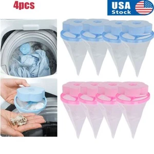 4pcs Reusable Washing Machine Floating Lint Trap Pet Fur Catcher Hair Remover - Picture 1 of 15