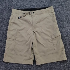 Prana Breathe Shorts Mens Large Beige Tan Cargo Nylon Stretch Belted Hiking 12" - Picture 1 of 12