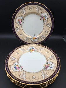 Antique Cauldon China T1612 Set 6 Dinner Plates Hand Painted - Picture 1 of 7