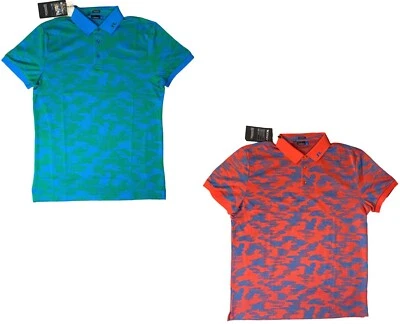 J.Lindeberg Mens KV TX Jacquard Golf Polo - Red & Green Camo - [GMJT01729]