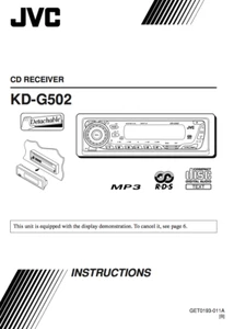 MANUAL JVC CD Player User's Manual - KD-G502 Owners Manual FREE SHIPPING - Picture 1 of 1
