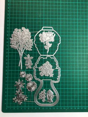 11pcs (41 Cuts) Floral Vase Pop Up Easel Card Shape Die Set - 22.2 X 7.7cm