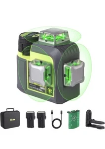 3D-RS12 Laser Level 3x360° Green Beam 2 Rechargeable Batteries & Magnetic Stand - Picture 1 of 10