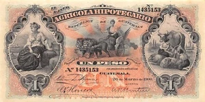 Guatemala 1 Peso 26.3.1900 S 101a Scarce Circulated Banknote - Picture 1 of 2