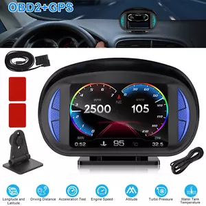 OBD2+GPS HUD Gauge Car Digital Head Up Display Speedometer Turbo RPM Alarm Temp - Picture 1 of 9